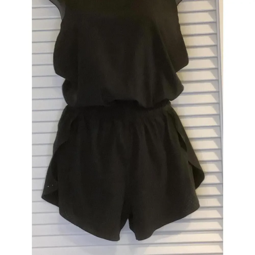 Athleta Speedwork Black Crossover Strap Featherweight Built in Brief Romper XXS - Picture 4 of 7
